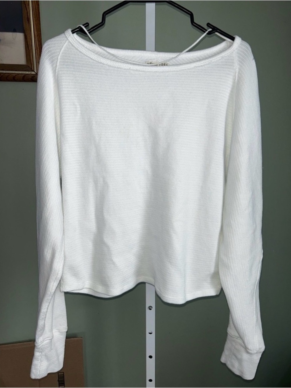 We The Free White Waffle Knit Top